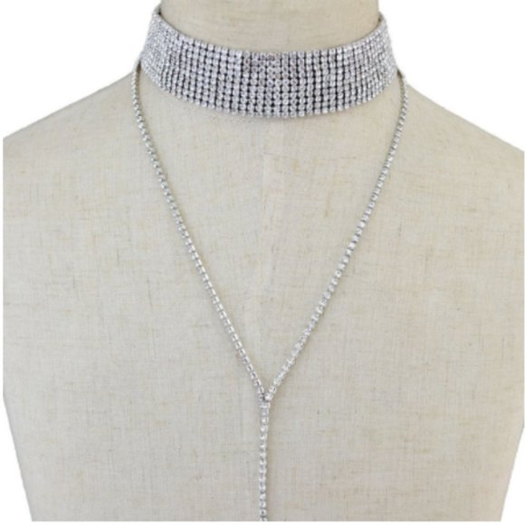 *New* Elegant 14 Inch Long Rhinestone Choker - Picture 3 of 6